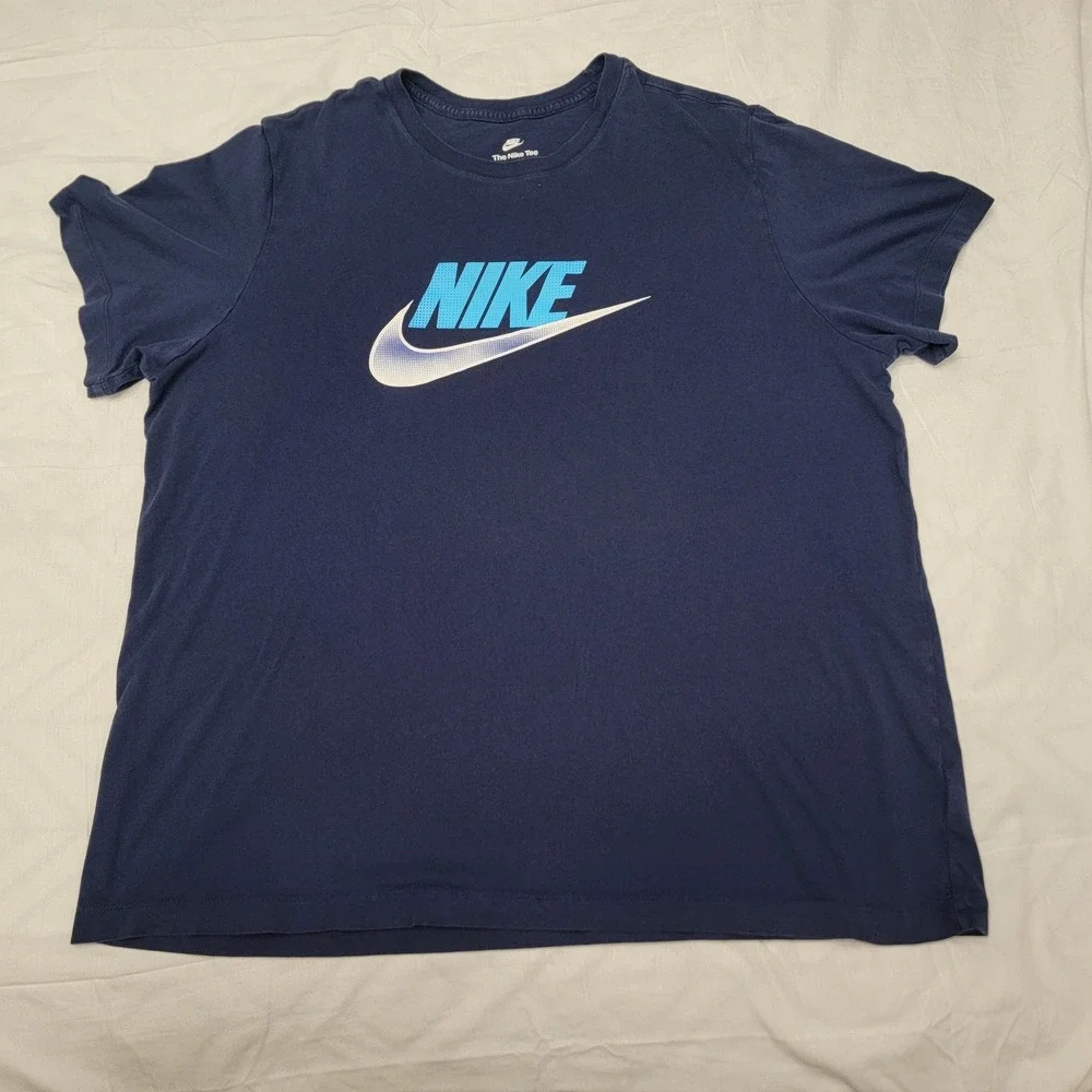 Nike Mens Swoosh Logo Graphic T-Shirt Navy Blue XXL DZ5171-410